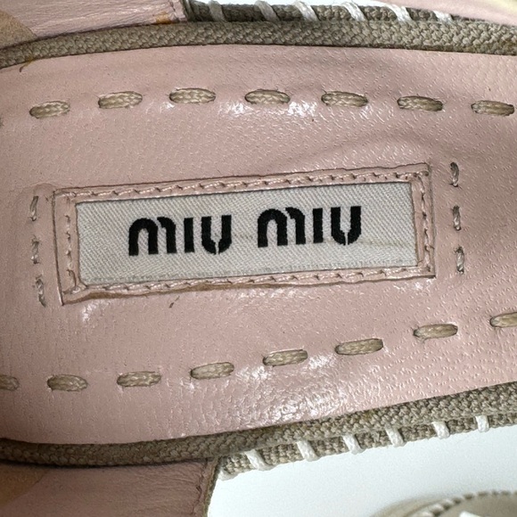 Miu Miu Beige Canvas Platform Shoes - Size 38 - Picture 5 of 7